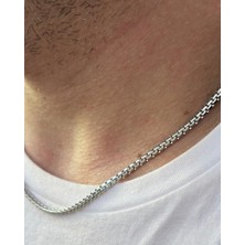 Stainless Steel Erkek Çelik Kolye - 3mm Box Chain Zincir - Kararmaz Paslanmaz Çelik Kolye