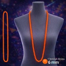 Bezos Neon Turuncu Boncuk Kolye 80 cm – Retro 80’ler 90’lar Parti Aksesuarı