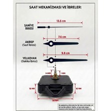 Silva Nature Akar Saat Mekanizması Sessiz Duvar Saat Mekanizması 14 mm Şaft -Kt Metal Akrep-Yelkovan-Saniye-Askılı