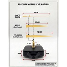 Silva Nature Akar Saat Mekanizması Sessiz Duvar Saat Mekanizması 22 mm Şaft -Modern Akrep-Yelkovan-Saniye-Askılı