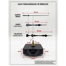 Silva Nature Akar Saat Mekanizması Sessiz Duvar Saat Mekanizması 22 mm Şaft -Damla Akrep-Yelkovan-Saniye-Askılı