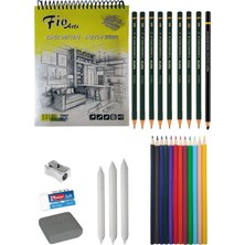 Acuto A5 Eskiz Defteri 90 gr Eskiz Seti Dereceli Kalem Seti Kuruboya Set Karakalem Çizim Seti