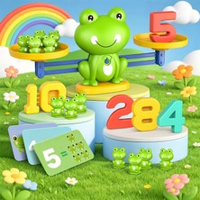 Bbsky Montessori Matematik Dengesi Kurbağalı Terazi: 3 Yaş ve Üzeri Okul Öncesi Zeka Geliştirici Eğitici Oyuncak Seti - Sayı Sayma ve Işlem Oyunu