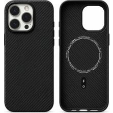 Arkay iPhone 16 Pro Siyah Karbon Kılıf Magsafe Mıknatıslı Premium Darbe Emici Aleminyum Kamera Çerçevesi Ve Aleminyum Tuşlar