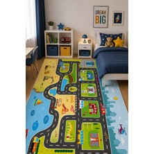 Norella Home Şehir Yolu Oyun Halısı Kaymaz Taban Yıkanabilir Çocuk Odası Halısı