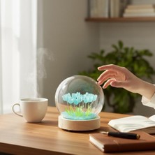 Keyfim Shop Kişiye Özel LED Işıklı Lale Cam Fanus 10 cm Rengarenk Dekoratif Tasarım