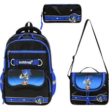 Baginn Erkek 3'lü Ilkokul Çantası 40*30 cm Beslenme Çantası Kalem Kutusu Ortopedik Erkek Çocuk Okul Çanta