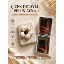 Louesse Beauty Çiçek Detaylı Peluş Cep Aynası | Şık ve Taşınabilir Kadın Aynası