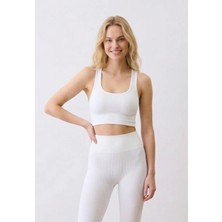 Formactive Kadın Seamless Fitilli Dikişsiz Spor Sütyeni Ekru - Esnek Spor İç Giyim & Toparlayıcı Sütyen 1520