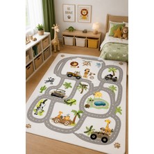 Norella Home Safari Yolu Çocuk Halısı Kaymaz Taban Yıkanabilir Oyun Halısı