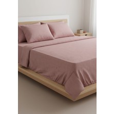 Erca Home Tekstil Ürünleri Ranforce Kumaş Yastıklı Lastikli Çift Kişilik Çarşaf Takımı/ 160X 200 Pembe