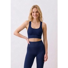 Formactive Kadın Seamless Fitilli Dikişsiz Spor Sütyeni Lacivert - Toparlayıcı İç Giyim Sütyen 1520
