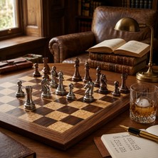 Helena Wood Art Klasik Metal Döküm Satranç Figür Takımı (Bronz-Gümüş)
