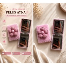 Louesse Beauty Çiçek Detaylı Peluş Cep Aynası | Şık ve Taşınabilir Kadın Aynası