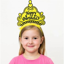 Marsilyan™- Sarı Happy Birthday Prenses Tacı – Doğum Günü Taç Aksesuarı