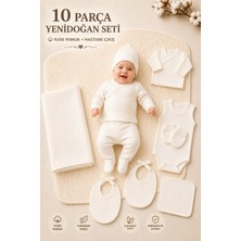 Petino 10 Parça Yenidoğan Hastane Çıkış Seti %100 Pamuk Raporlu Kumaş Premium Sade Bebek Seti Ekru RAPOR001, Yeni Doğan