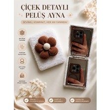 Louesse Beauty Çiçek Detaylı Peluş Cep Aynası | Şık ve Taşınabilir Kadın Aynası