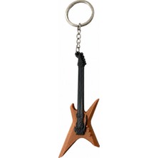 Major Hobi Kahverengi Rock Gitar Anahtarlık  Elektro Gitar Tasarımlı 3D Baskı Anahtarlık - 10 Adet