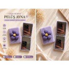 Louesse Beauty Çiçek Detaylı Peluş Cep Aynası | Şık ve Taşınabilir Kadın Aynası
