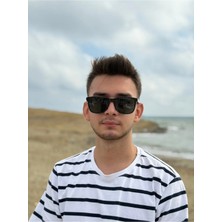 Premini Siyah Kare Çerçeveli Yeşil Camlı Unisex Güneş Gözlüğü
