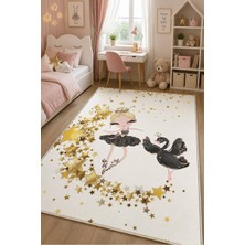 Norella Home Prenses ve Unicorn Desenli Çocuk Halısı Kaymaz Taban Yıkanabilir Kız Çocuk Odası Halısı