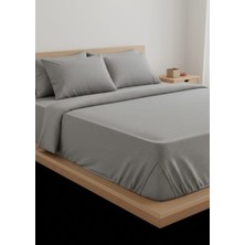 Erca Home Tekstil Ürünleri Ranforce Kumaş Yastıklı Lastikli Çift Kişilik Çarşaf Takımı/ 160X 200 Gri