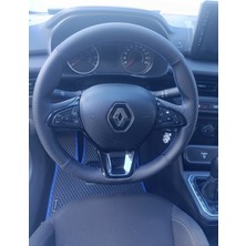 Hasbay Dikişli Direksiyon Kılıfı Nokta / Siyah Deri Mavi Dikişli Reno Taliant Clio 5 Için
