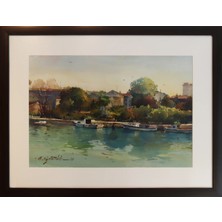 Muguetarts Kurbağalı Dere Orjinal Suluboya Tablo - Mehmet Najafzadeh Eseri 54X70 cm