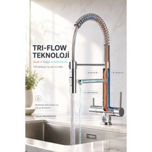 Watalina NKD48N12CP 3 Yollu Spiralli Pull-Down Arıtmalı Mutfak Bataryası Krom Tayvan