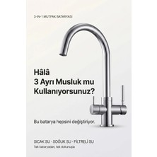Watalina Likuan Mutfak Bataryası 3 Yollu Tri-Flow LED Göstergeli Krom Kuğu Boynu Nsf Sertifikalı
