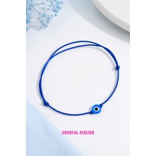 Crystal Atelier Mavi Nazar Boncuklu Ayarlanabilir Ip Bileklik Unisex Makrome Şans Bilekliği