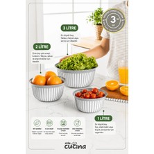 Stile Cucina 3'lü Ekonomik Linea Yuvarlak Kase Seti Yeşil 3x (1 Litre- 2 Litre- 3 Litre)