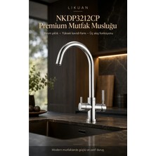 Watalina NKDP3212CP Premium Krom 3 Akışlı Mutfak Musluğu Filtreli Içme Suyu