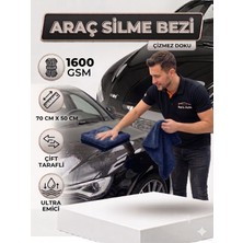 Roro Auto Çift Taraflı Araç Kurulama Havlusu 70X50 cm 1600 Gsm- Ultra Emici Mikrofiber Oto Bezi Lacivert