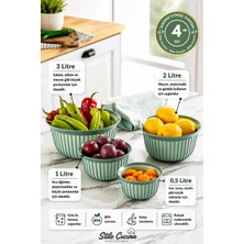 4 Parça Linea Yuvarlak Pratik Kase Çeyiz Seti 1X(500 Ml) 1x(1-2-3 Litre)