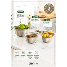 Stile Cucina 3'lü Ekonomik Linea Yuvarlak Kase Seti Yeşil 3x (1 Litre- 2 Litre- 3 Litre)