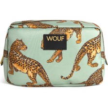Wouf Emerald Leopard Renkli Baskılı Kadın Makyaj Çantası 20 x 13 cm - Renkli Baskılı Şık Makyaj Çantası