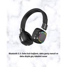Solmazlar Online Mey Ithalat® Renkli Işık Efektli Bluetooth 5.3 Müzik Kulaklığı