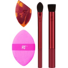 Real Techniques Merry Must Haves Mürdüm 4'lü Makyaj Fırça ve Sünger Seti - Profesyonel Yumuşak Makyaj Fırçası