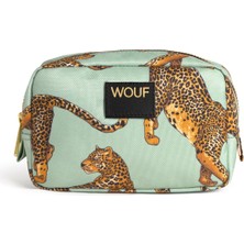 Wouf Emerald Leopard Renkli Baskılı Kadın Makyaj Çantası 15 x 10 cm - Renkli Baskılı Şık Makyaj Çantası