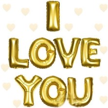 Marsilyan™- I Love You Folyo Balon Altın Renk 35 cm