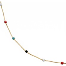 Zeino Renkli Dorika Kolye  - Altın Rengi Kaplama - 50 cm