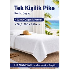 Elif Nazlı Perde Tek Kişilik Pike -%100 Organik Pamuk-Dört Mevsim Kullanım için - Beyaz