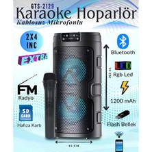 Techronix Bluetooth Hoparlör Kablosuz Mikrofonlu Karaoke Speaker Ses Bombası Rgb Işıklı Radyo Sd Kart