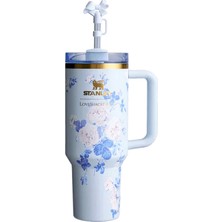 Stanley x Loveshackfancy Everblooming Rosettes Blue Floral Quencher H2.0 Flowstate™ Pipetli Termos Bardak 1.18 L (40 Oz)
