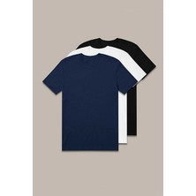 Nacar Store 3'lü Paket Premium Yazlık Düz Renk Basıc T-Shirt