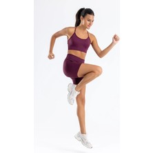Formactive 18251810T Kadın Spor Tayt Takım - Çapraz Sırt Detaylı & Destekli Seamless/Dikişsiz Vişne M/L