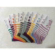 Pera Socks 10 Adet Çizgi Desenli Kadın Patik Çorap Sıkmayan Lastik Cm2