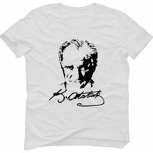 Nacar Atatürk Baskılı Düz Renk Basıc T-Shirt