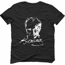 Nacar Atatürk Baskılı Düz Renk Basıc T-Shirt